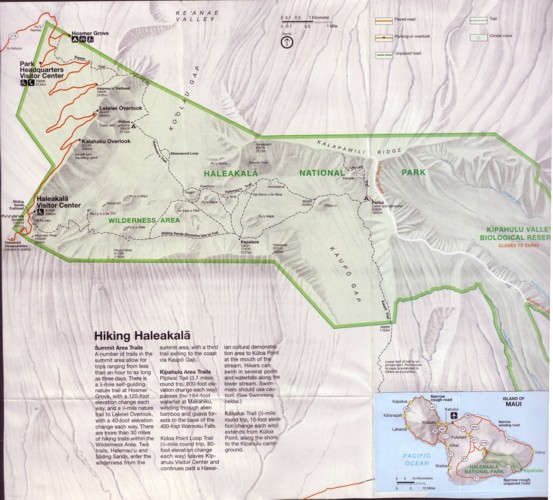 Carte du parc national de Haleakala
